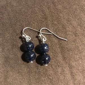 Blue Goldstone Crystal Earrings